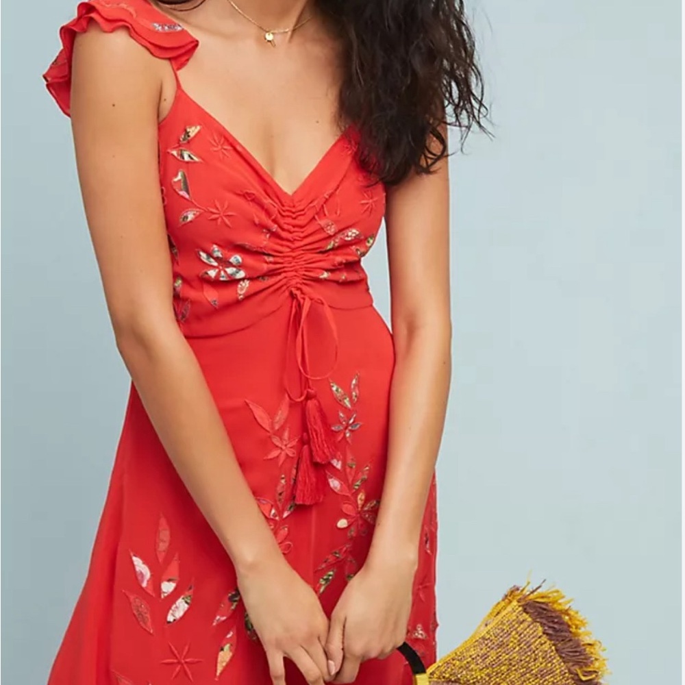 Farm Rio Quintana coral Maxi Dress 16 Anthropologie